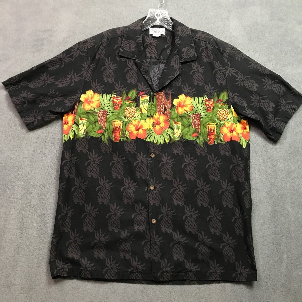 Pacific Legend Hawaiian Shirt Mens Large Tropical Floral Aloha USA
